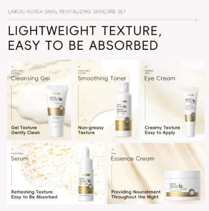Snail Mucin 5-Step Skincare Set – Cleanser, Toner, Serum, Eye Cream, Moisturizer - SkinTok